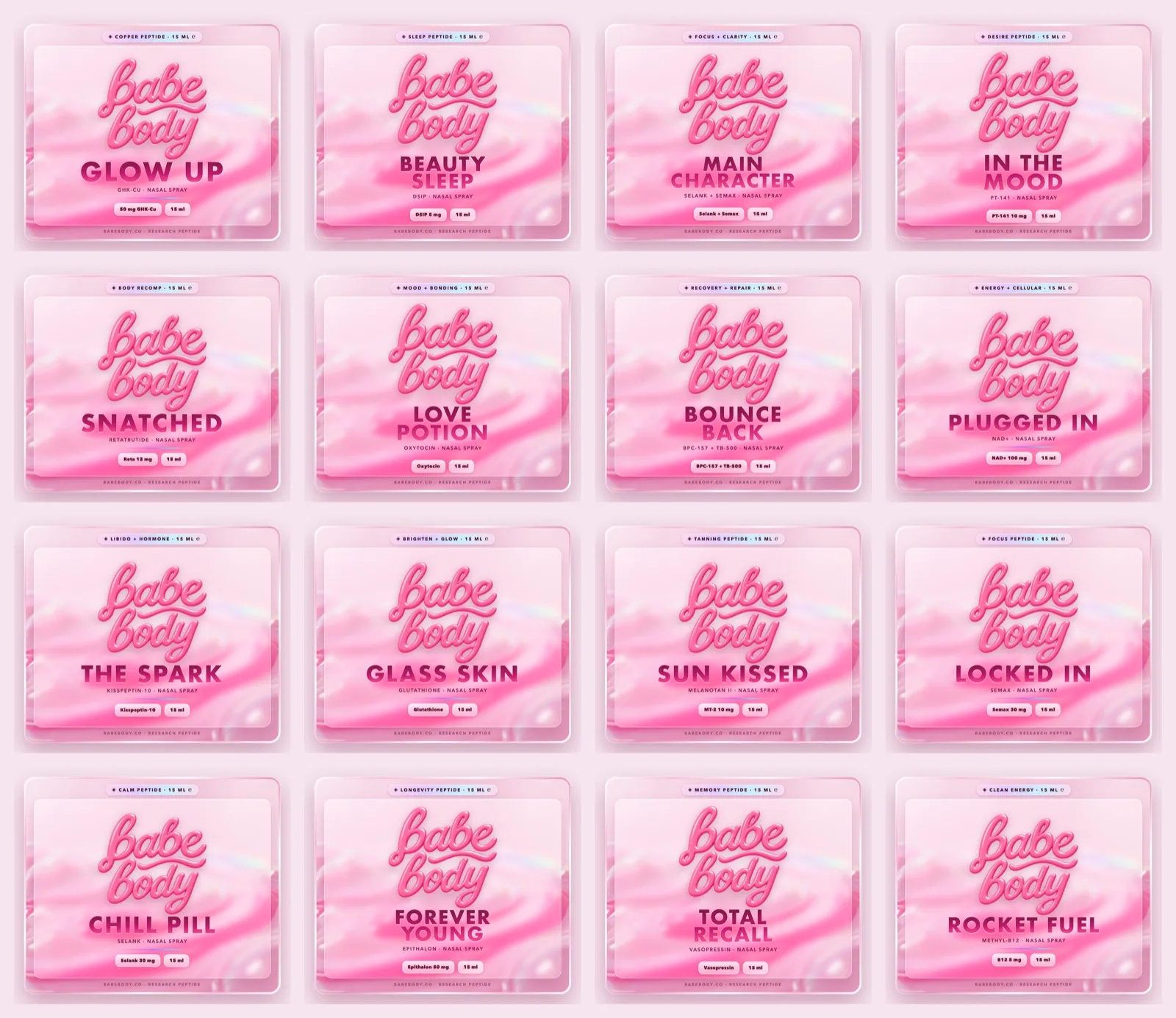 Babe Body full product lineup render