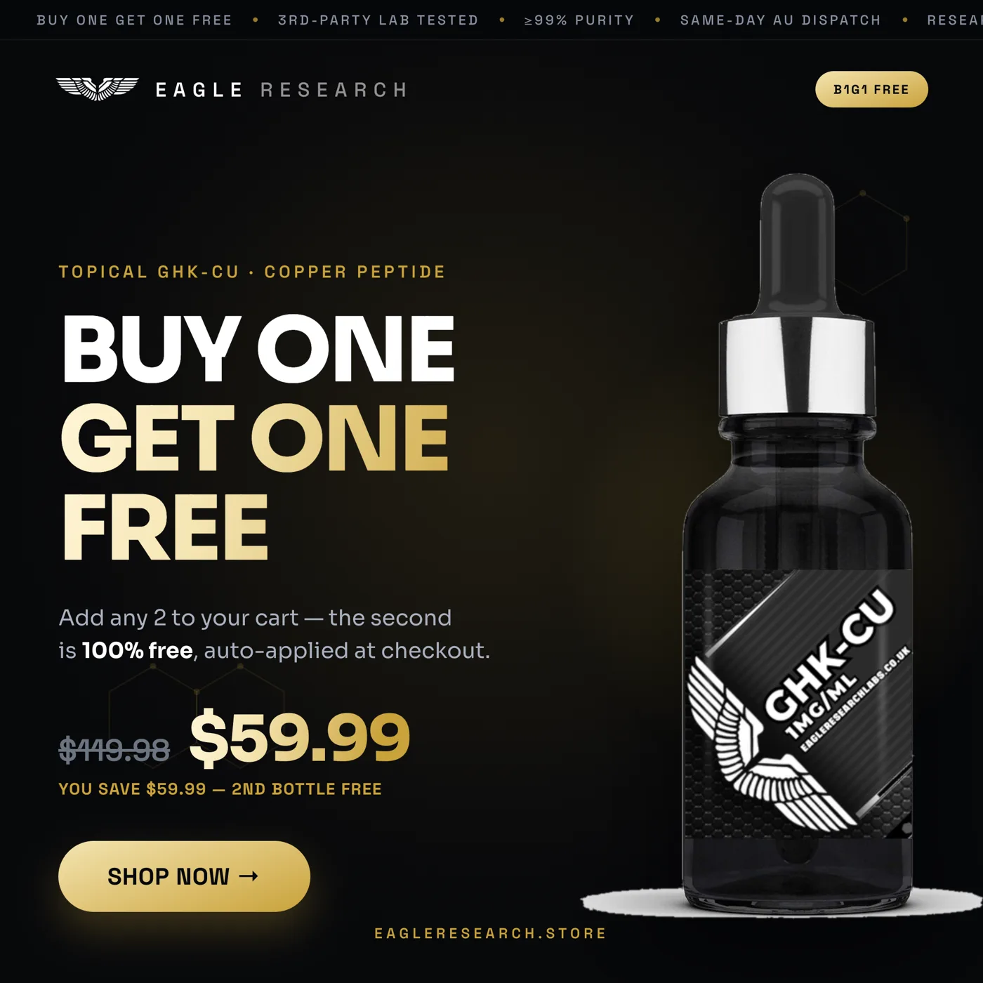 Eagle Research buy one get one free ad