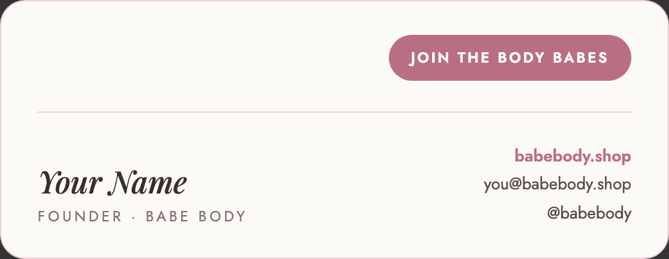Babe Body concept animated email signature